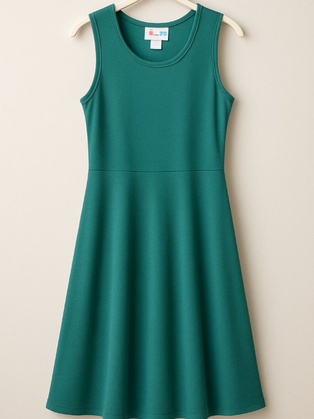 Teal Fit & Flare Skater Dress | Sleeveless | Stretch Knit | Size L